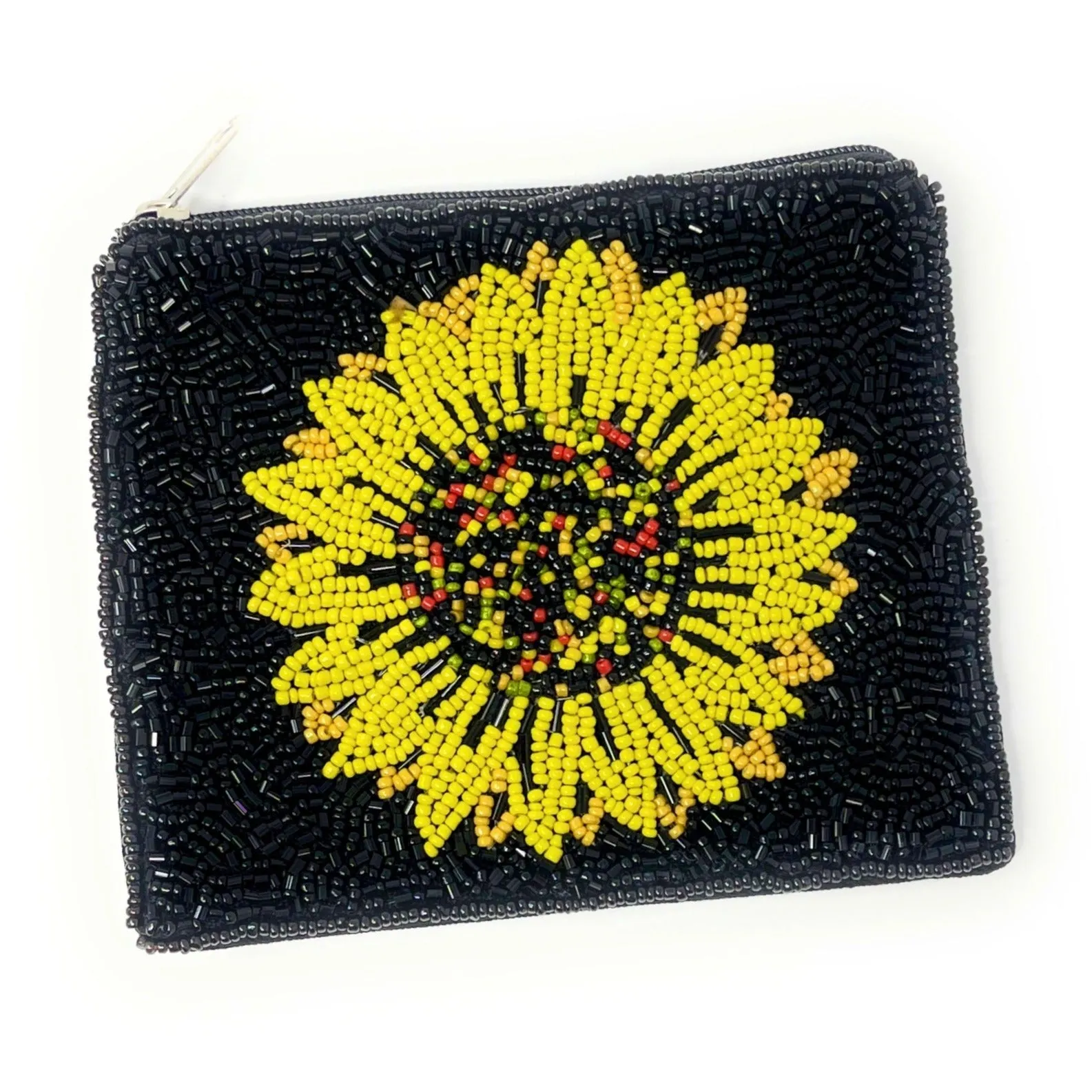 Sunflower Beaded Coin Purse