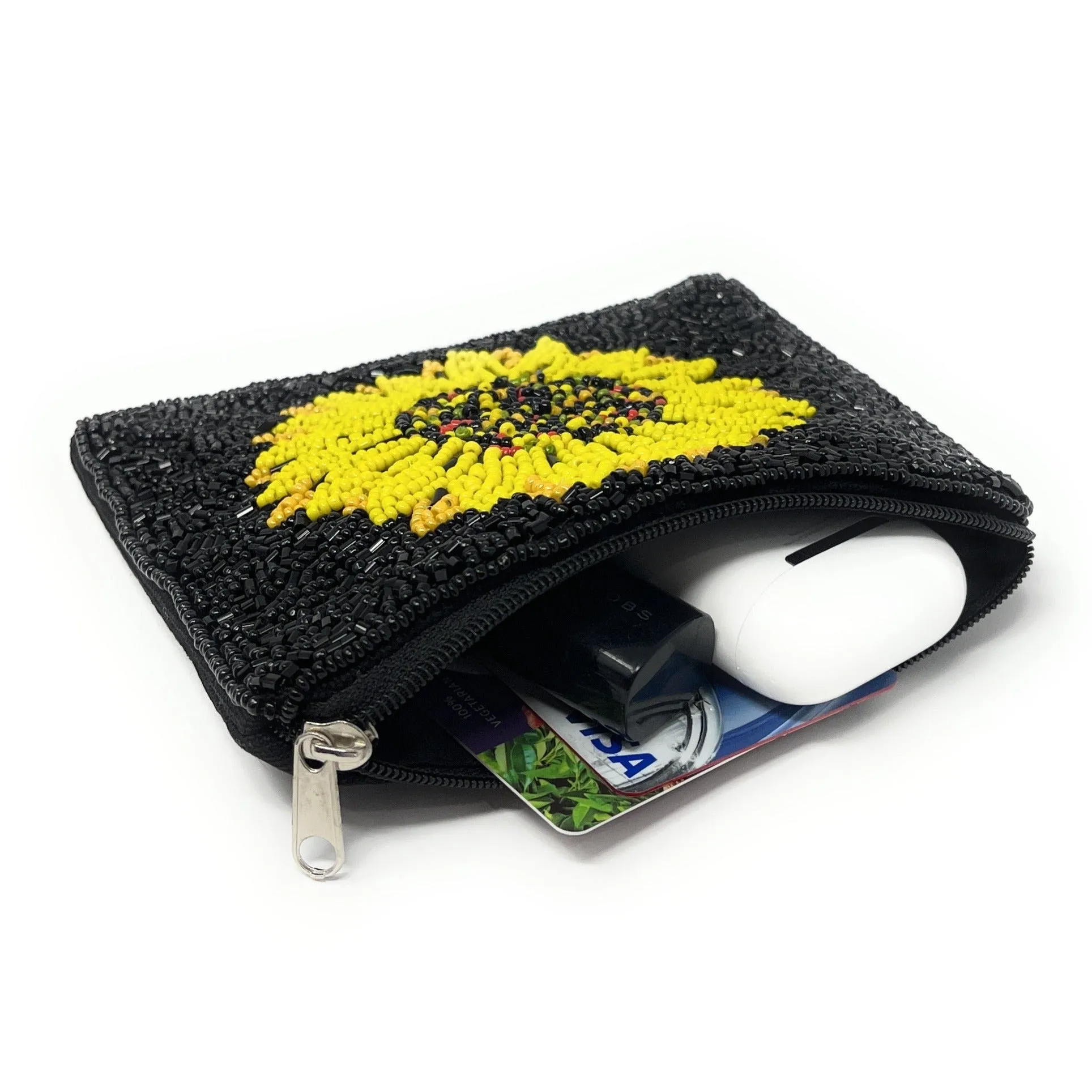 Sunflower Beaded Coin Purse