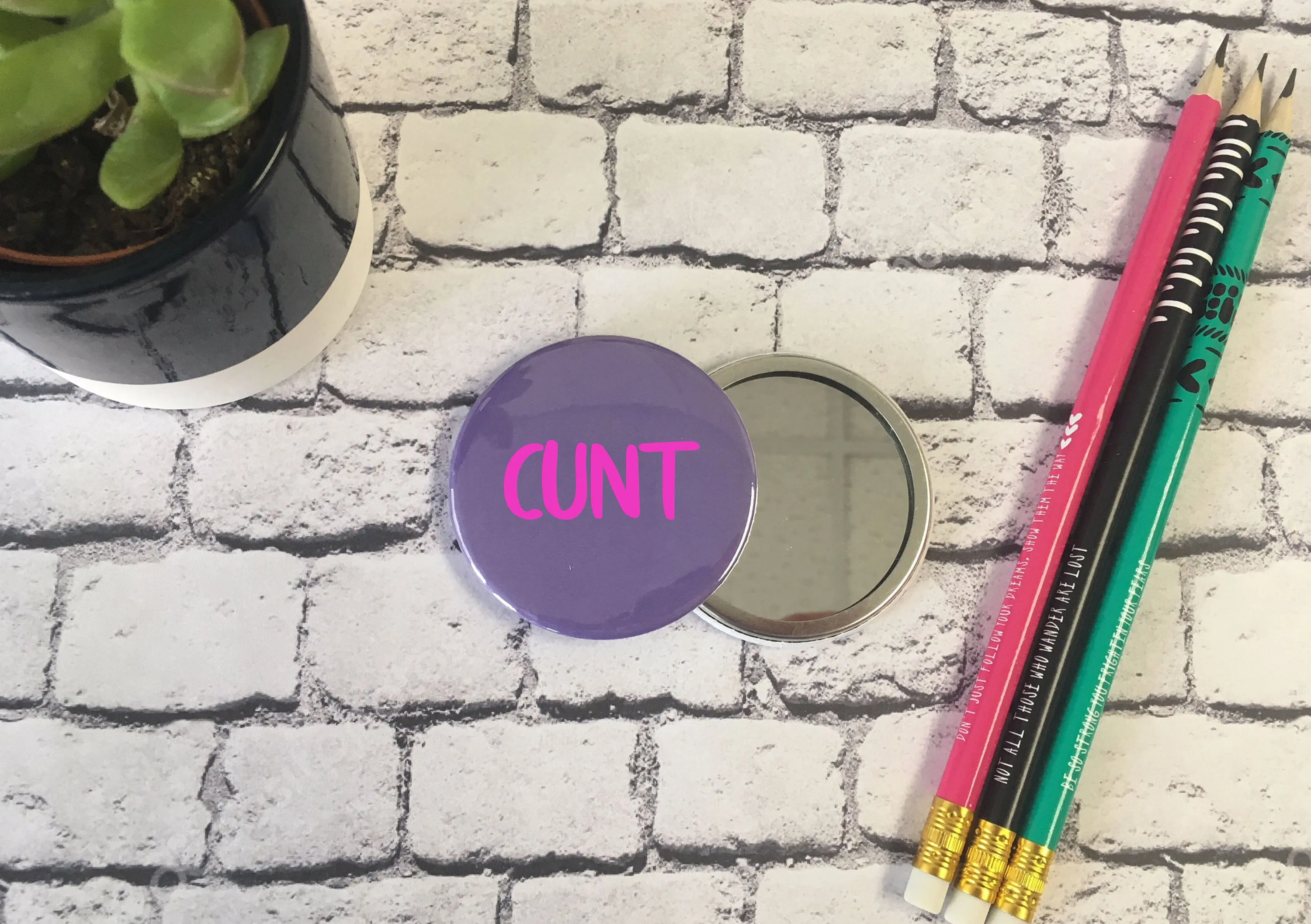 SWEARY C*nt Badge Magnet Keyring Mirror Bright