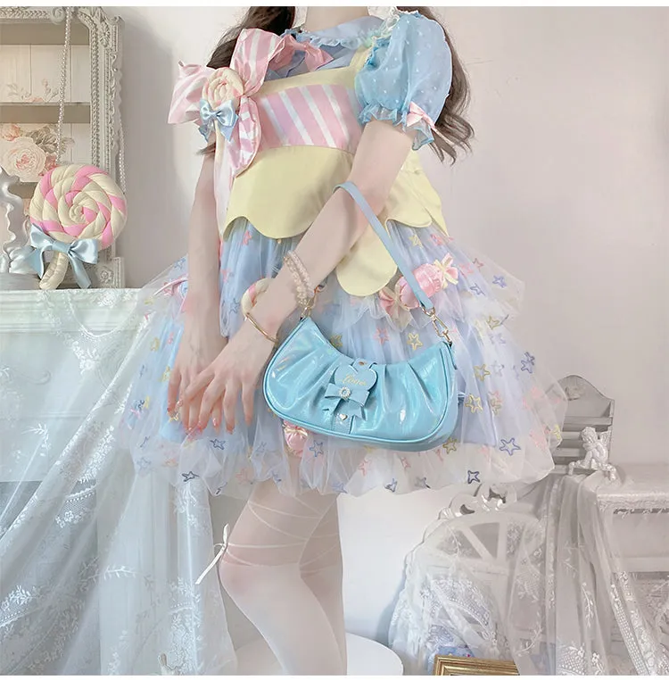 Sweet Girl Pastel Colorful Love Bow Small Hand Messenger Bag