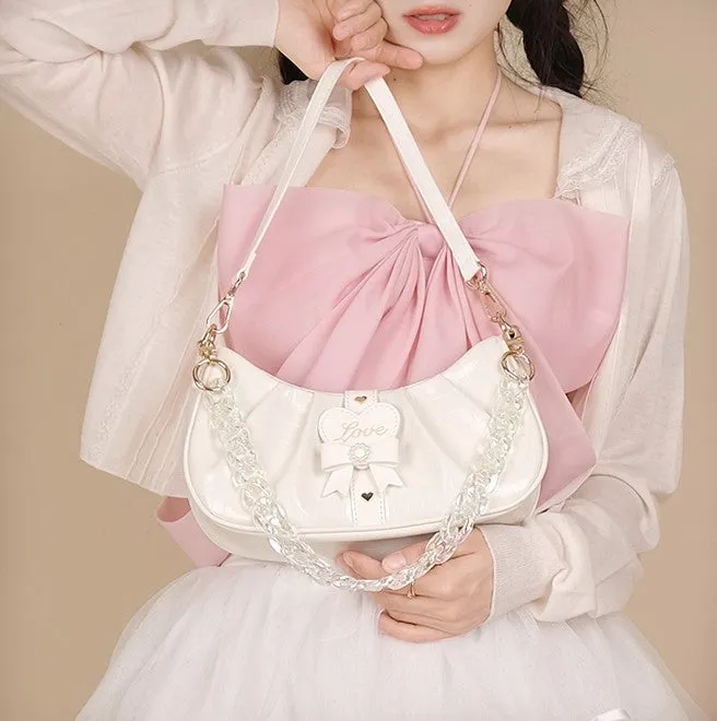 Sweet Girl Pastel Colorful Love Bow Small Hand Messenger Bag