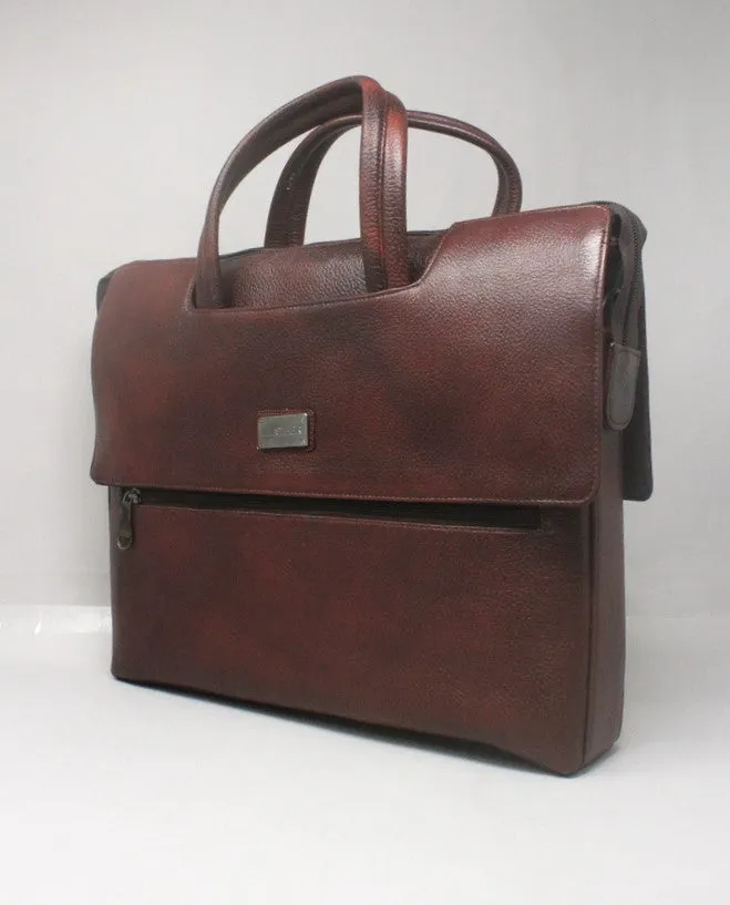 Taha Flap Genuine Leather Brown Laptop Bag THL6