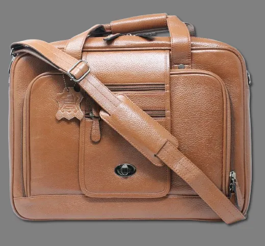 Taha Front Flap Genuine Leather Tan Laptop Bag