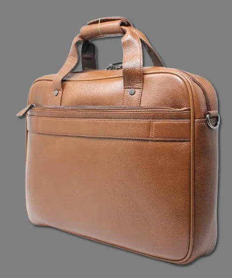 Taha Front Flap Genuine Leather Tan Laptop Bag