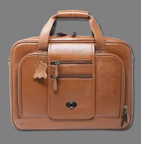 Taha Front Flap Genuine Leather Tan Laptop Bag