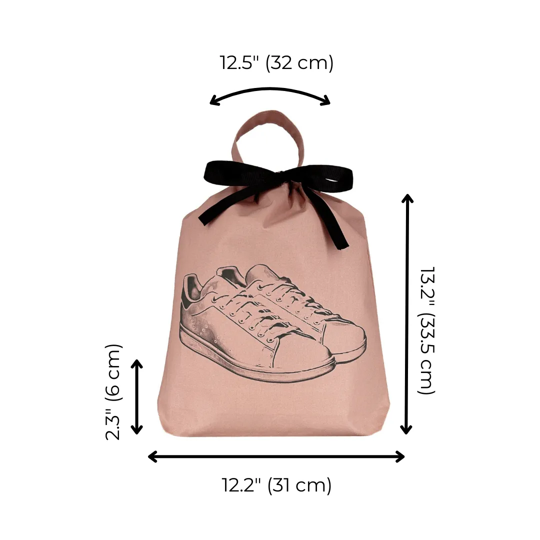 Tennis Sneaker Shoe Bag, Pink with Gray Print