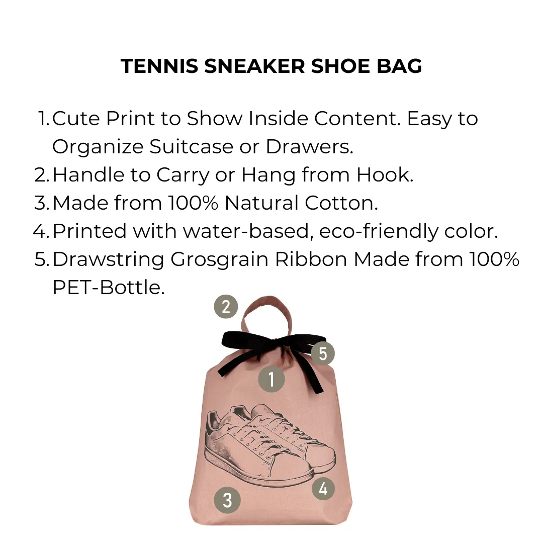 Tennis Sneaker Shoe Bag, Pink with Gray Print