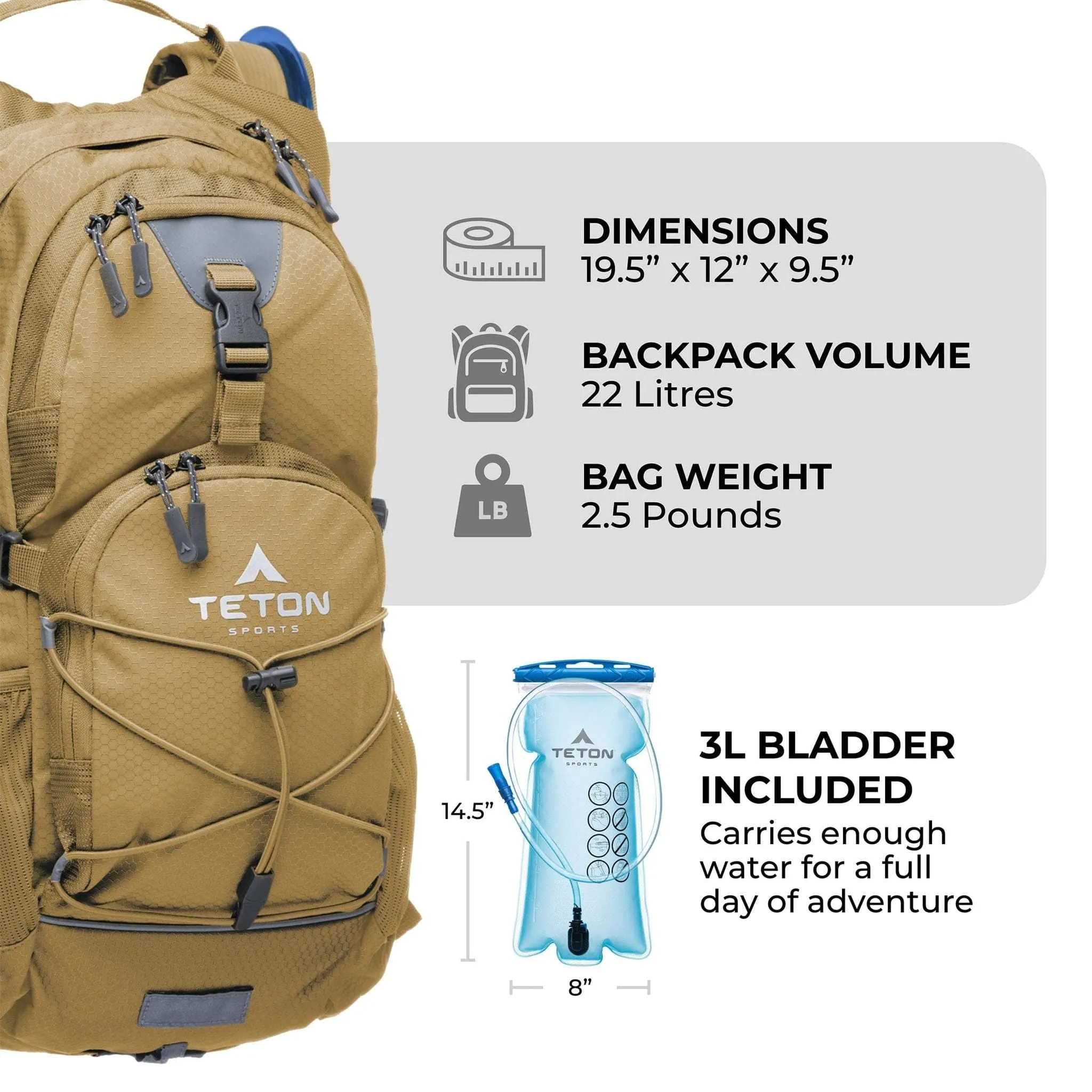 Teton Sports Oasis 22l Hydration Backpack with 3l Bladder in Venice