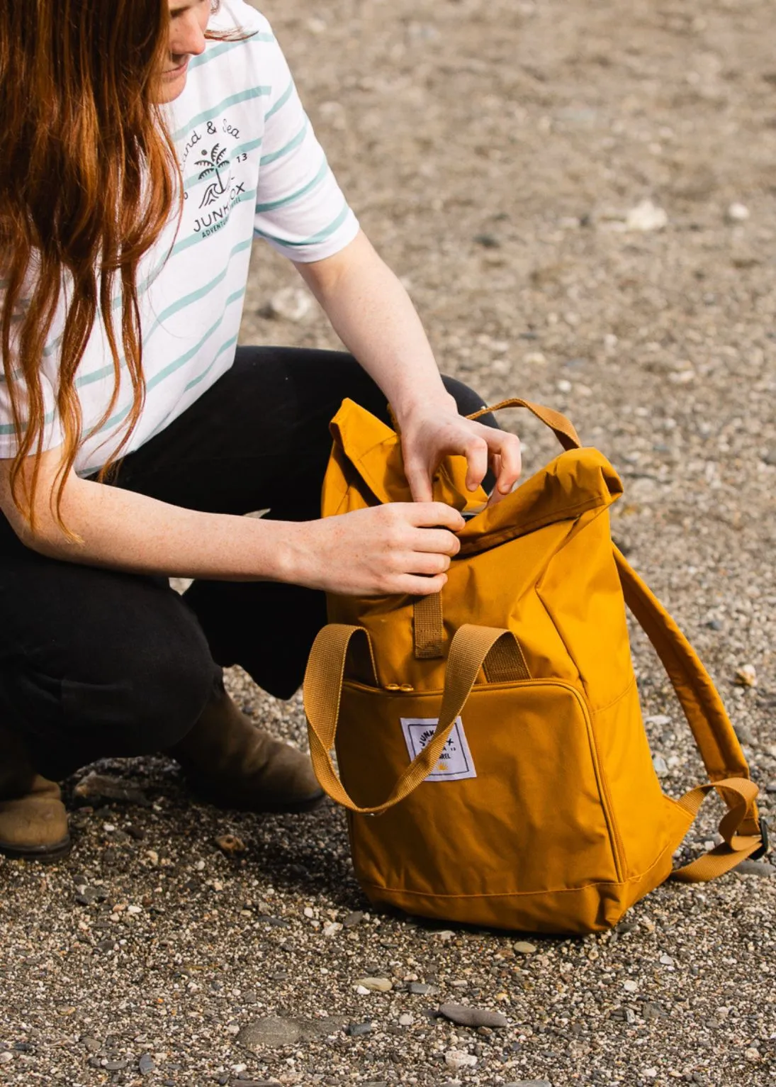 'The Everyday' Recycled Roll-Top Backpack in Mustard