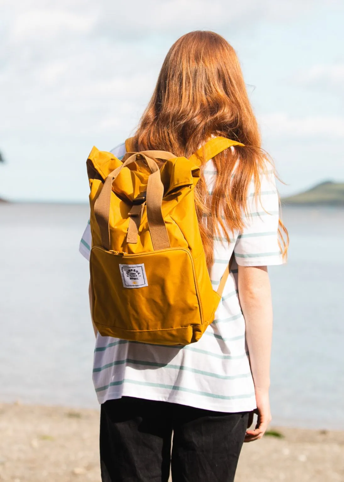 'The Everyday' Recycled Roll-Top Backpack in Mustard