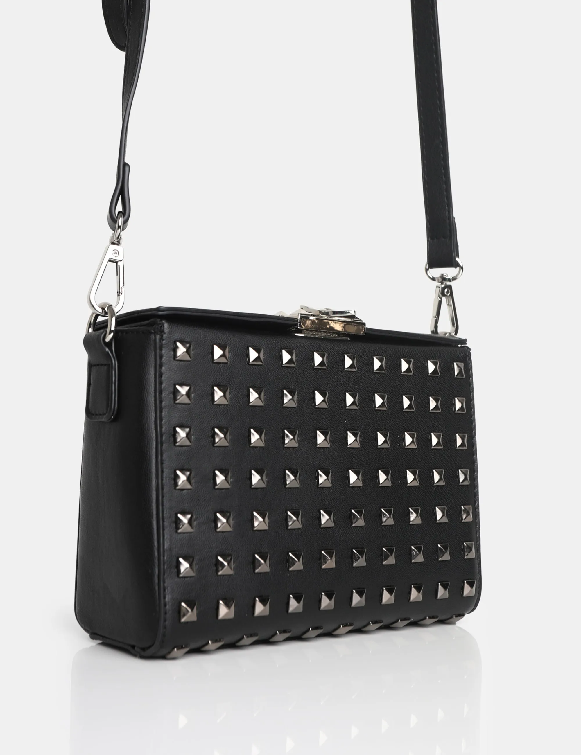 The Jose Black PU Metal Studded Bag