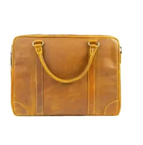 The maverick Light Brown Marron Leather Laptop Bag