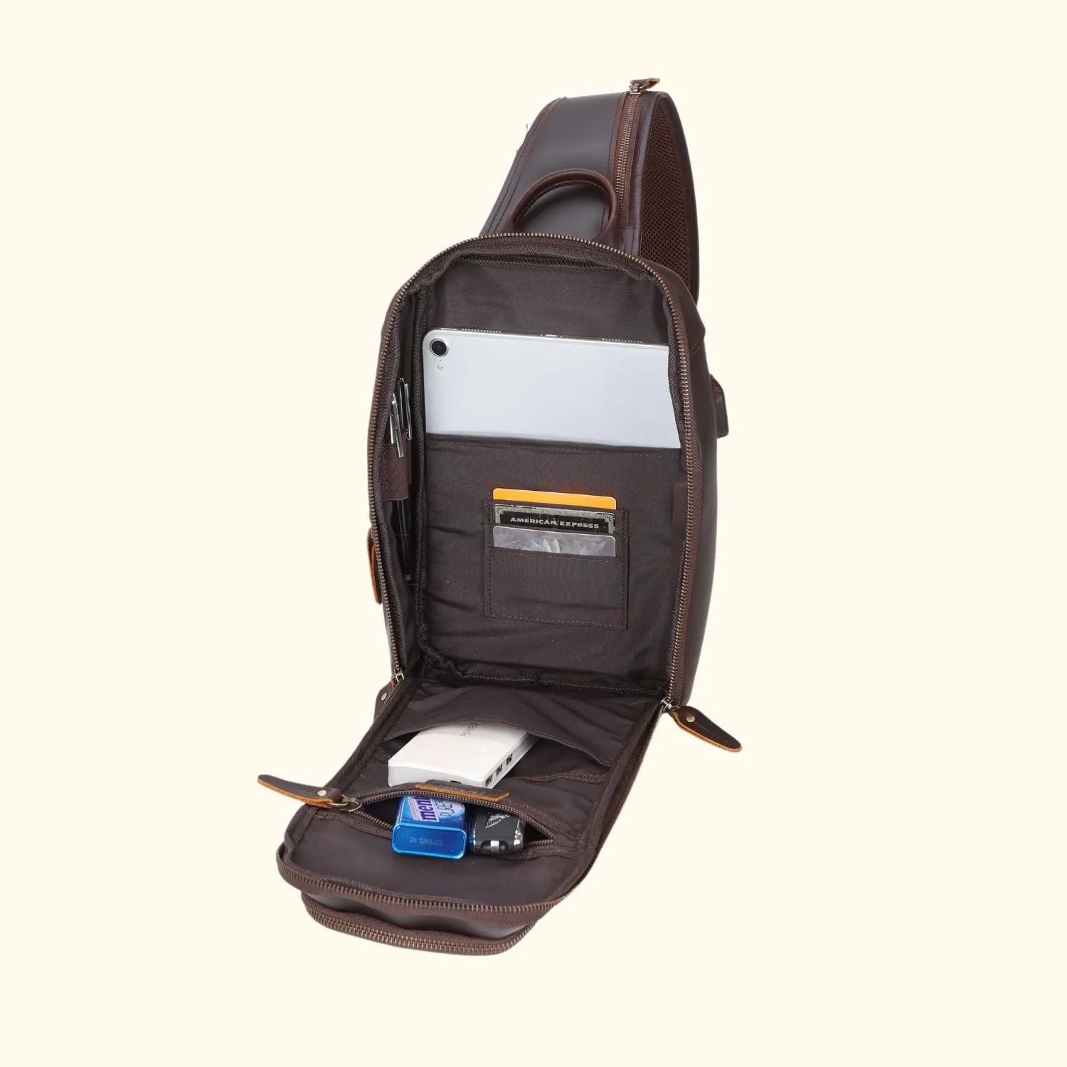 The Trailblazer Trekker - Vintage Leather Tablet Chest Pack