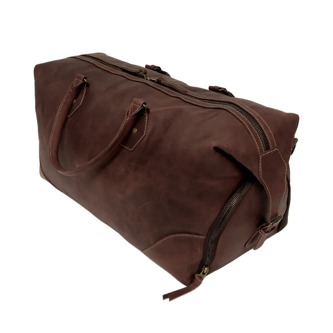 The Weekender Travel Leather Duffle Bag-Tan Brown