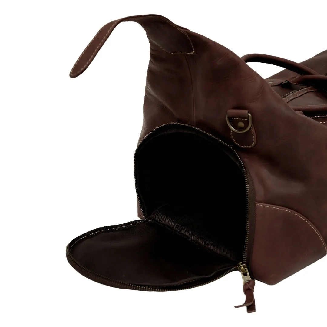 The Weekender Travel Leather Duffle Bag-Tan Brown