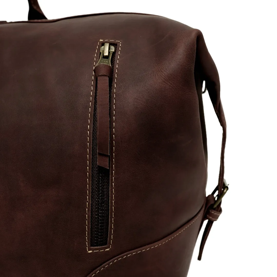 The Weekender Travel Leather Duffle Bag-Tan Brown