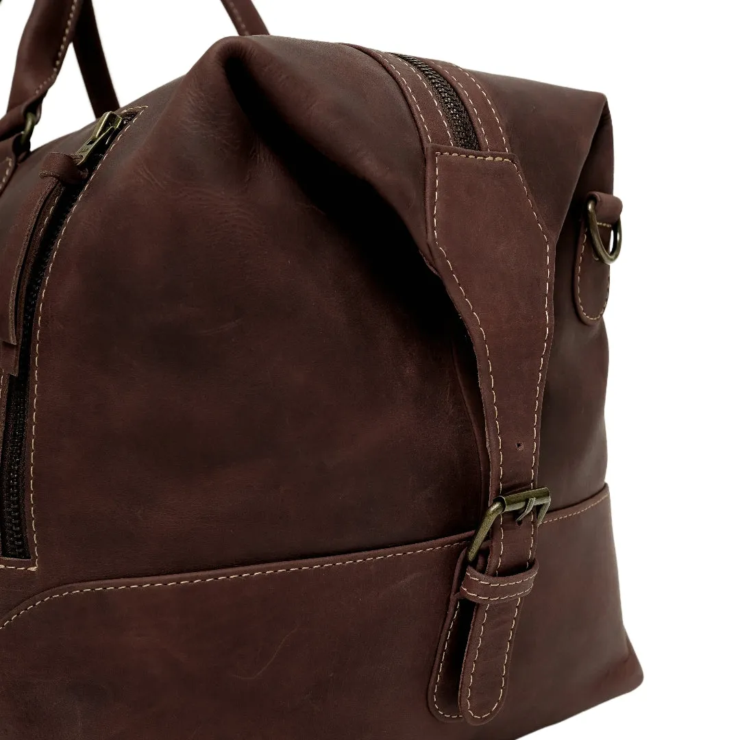 The Weekender Travel Leather Duffle Bag-Tan Brown