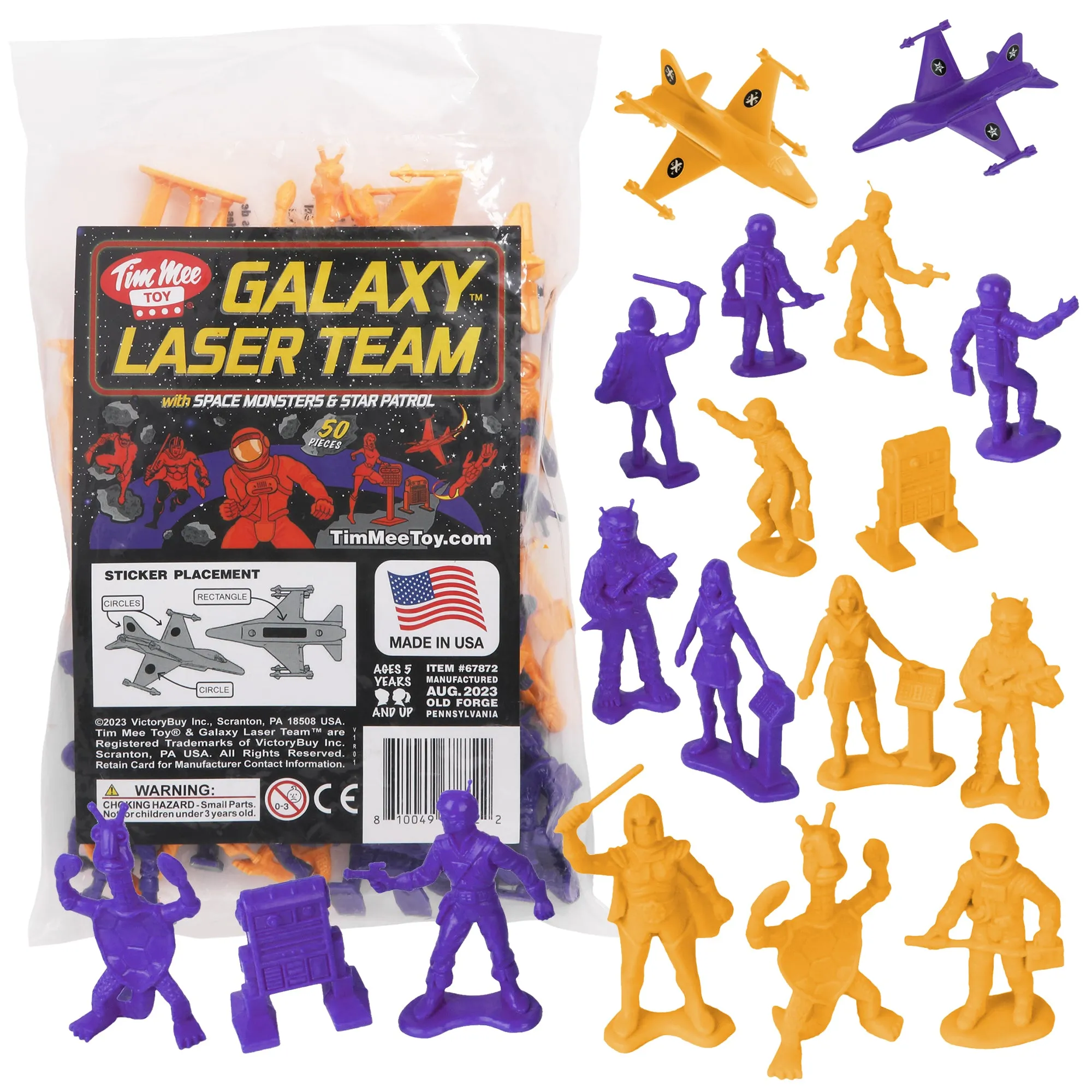 TimMee Galaxy Laser Team SPACE Figures - Purple vs Orange 50pc Set - Made in USA