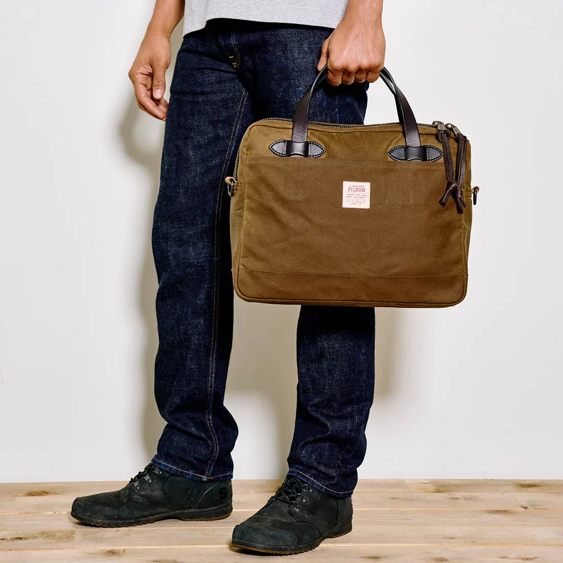 Tin Cloth Compact Briefcase - Dark Tan