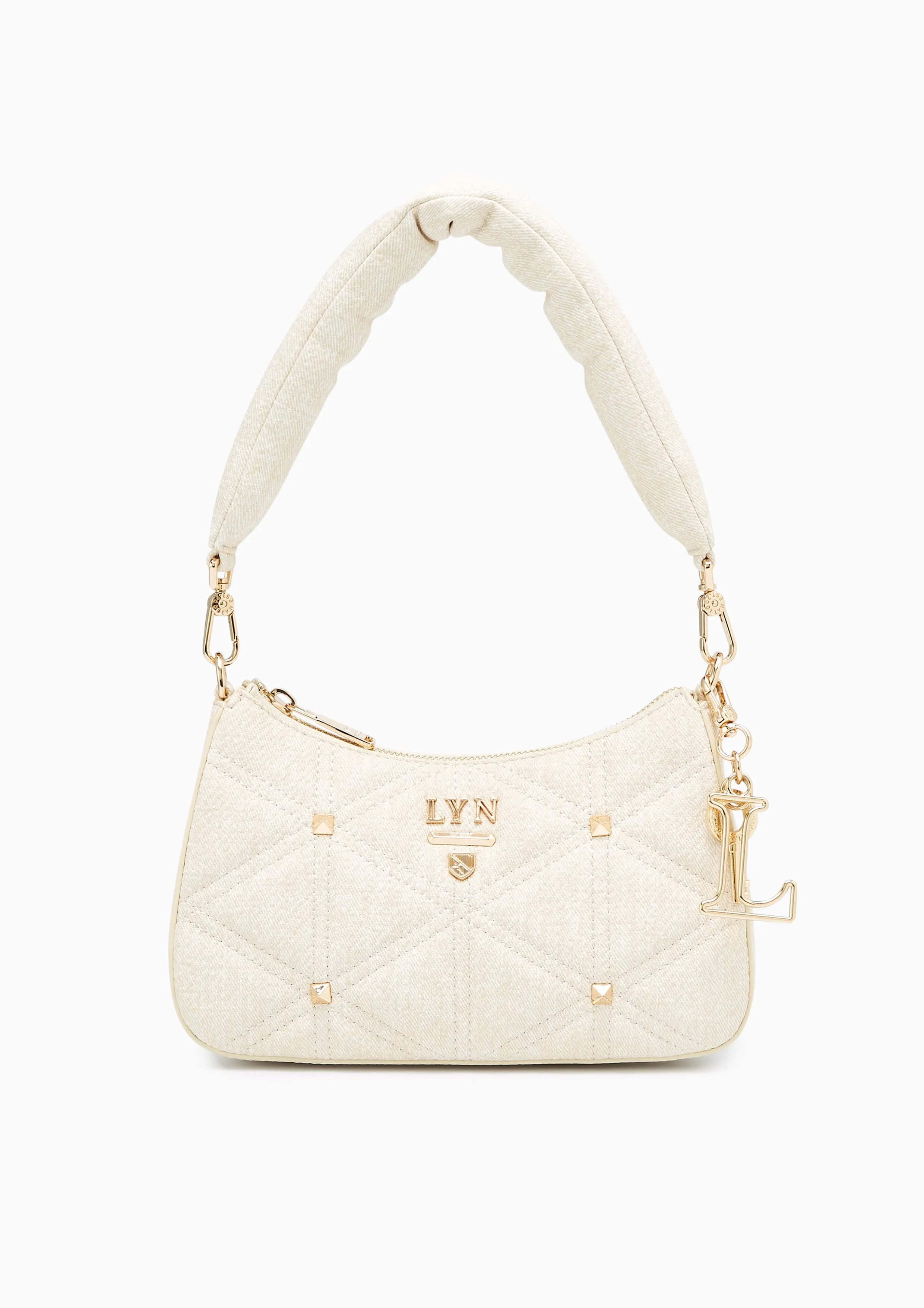 Tricia Denim Shoulder Bag - Beige