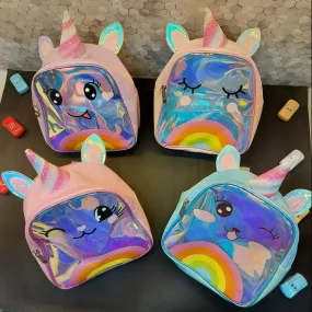 Unicorn Theme Mini Holographic Material  Backpack.