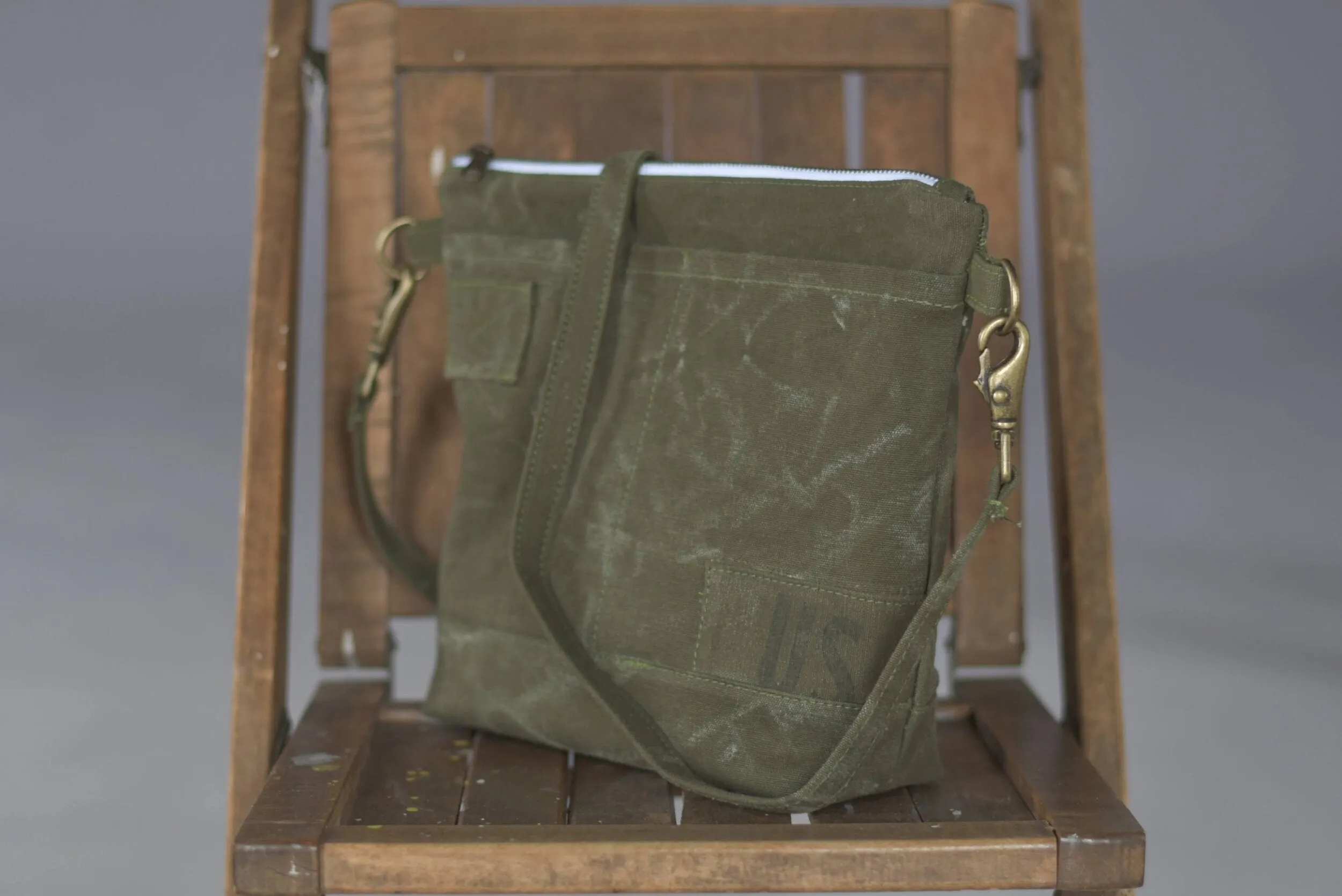 Vintage Army Duffle Crossbody Purse