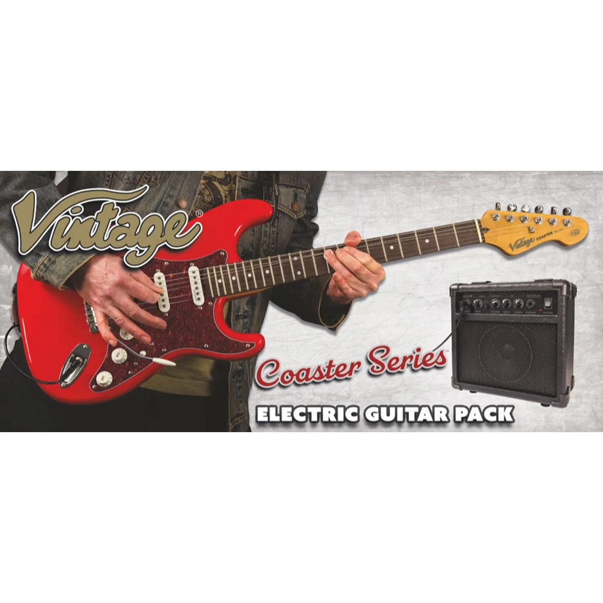 Vintage V60 Coaster Series Electric Guitar Pack ~ Gloss Red