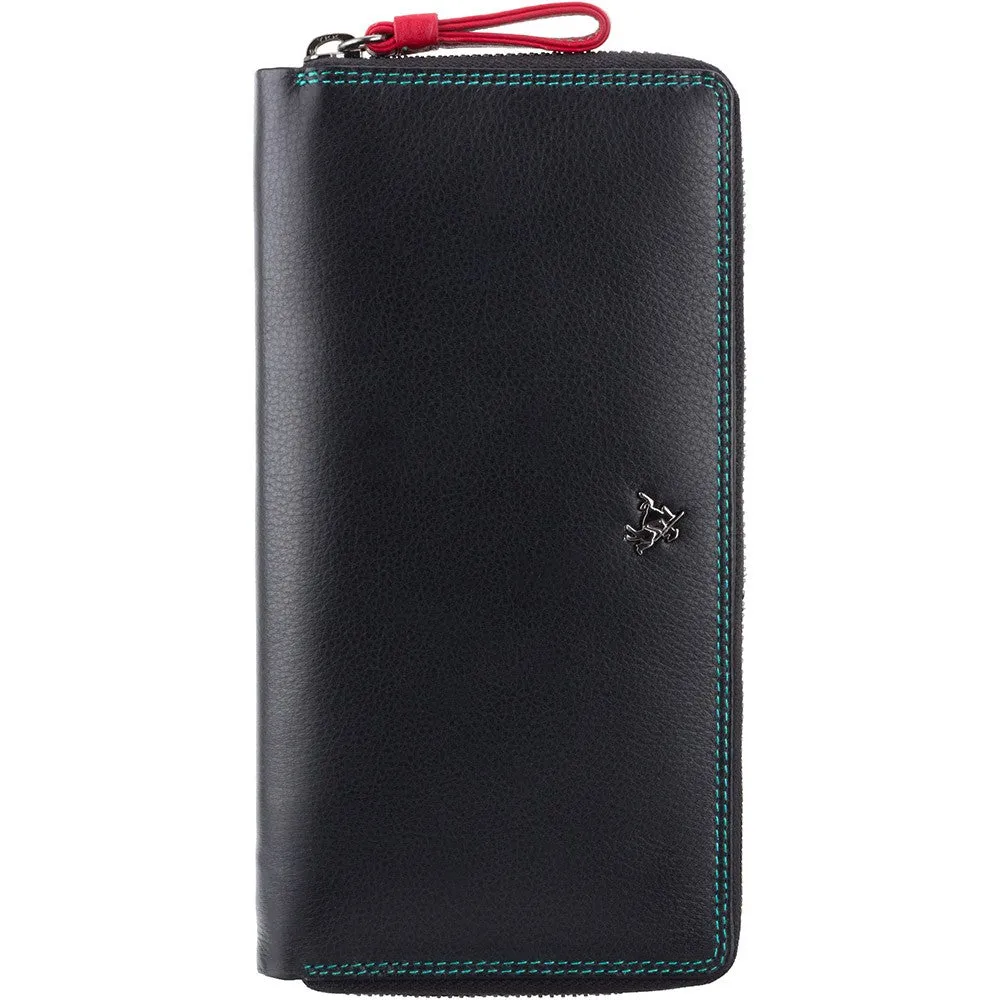 Visconti Iris Black Zip Round Purse with Multi Colour Interior SP33