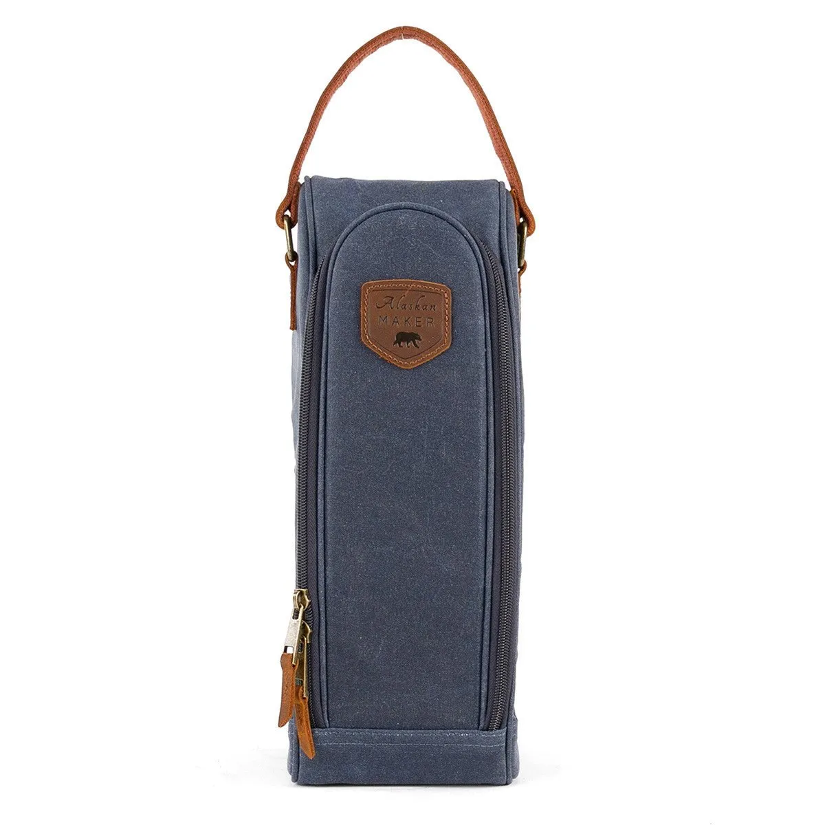 Waxed Canvas Insulated Bottle Bag & Glass Carrier