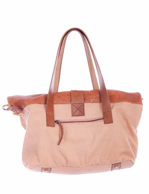 Western Shoulder Bag Canvas With Leather Trim