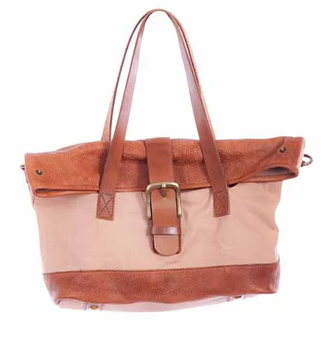 Western Shoulder Bag Canvas With Leather Trim