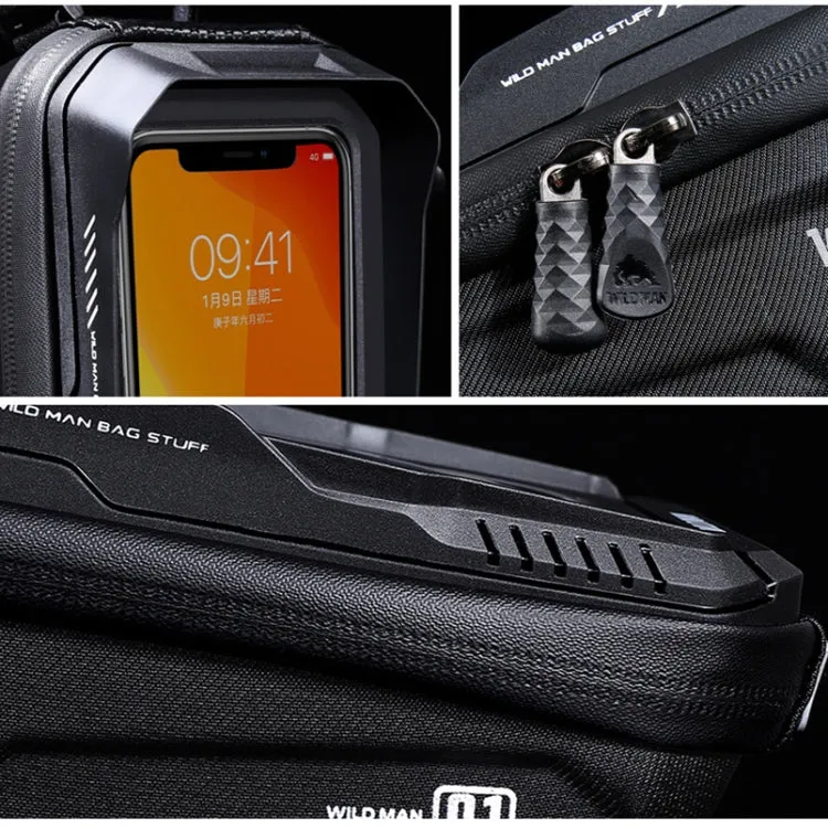 WILD MAN XT1 1L Bicycle EVA Hard Shell Phone Touch Screen Handlebar Bag(Twill)