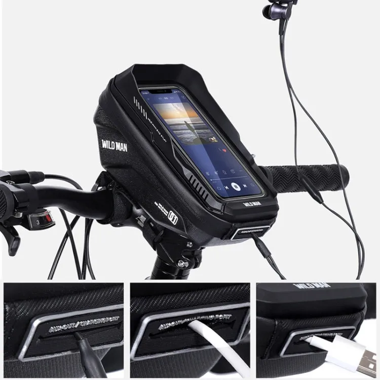 WILD MAN XT1 1L Bicycle EVA Hard Shell Phone Touch Screen Handlebar Bag(Twill)