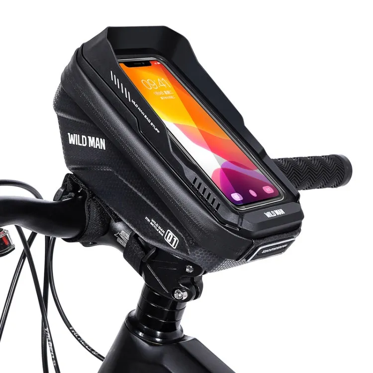 WILD MAN XT1 1L Bicycle EVA Hard Shell Phone Touch Screen Handlebar Bag(Twill)