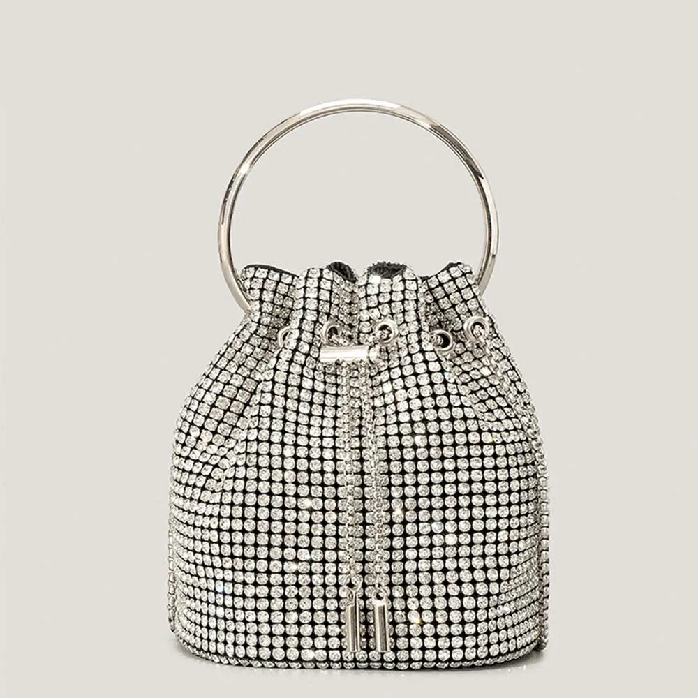 Winnal Crystal Bucket String Shoulder Bag