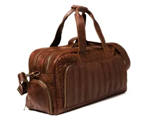 Woven Leather Duffle Dark Brown