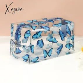 Xajzpa - Clear Makeup Bag Fashion Transparent Travel Portable Mini Wash Storage Bags Strawberry Flower Print Women Zipper Cosmetic Bag