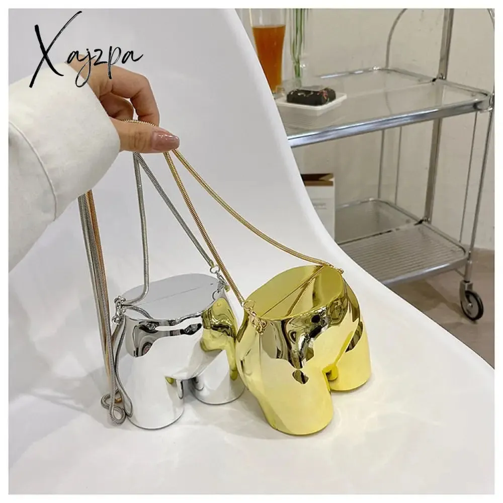 Xajzpa - Niche Design Silver Lipstick Pouch Women Luxury evening Bag Headphone Bag Butt Shape Acrylic Chain Shoulder Purses Crossbody Bag