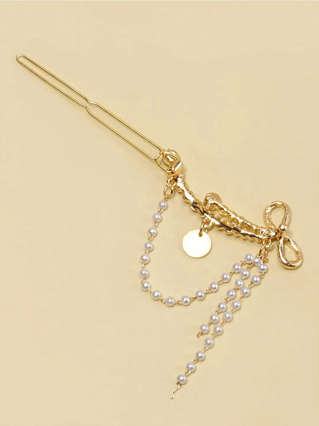 Yellow Chimes Hair Clips for Women Girls Hair Accessories for Women Pearl Hair Clip Crystal Hair Pin for Women Golden Silver Hair Pins for Women and Girls Gift For Women & Girls (Bow Hair Pin)