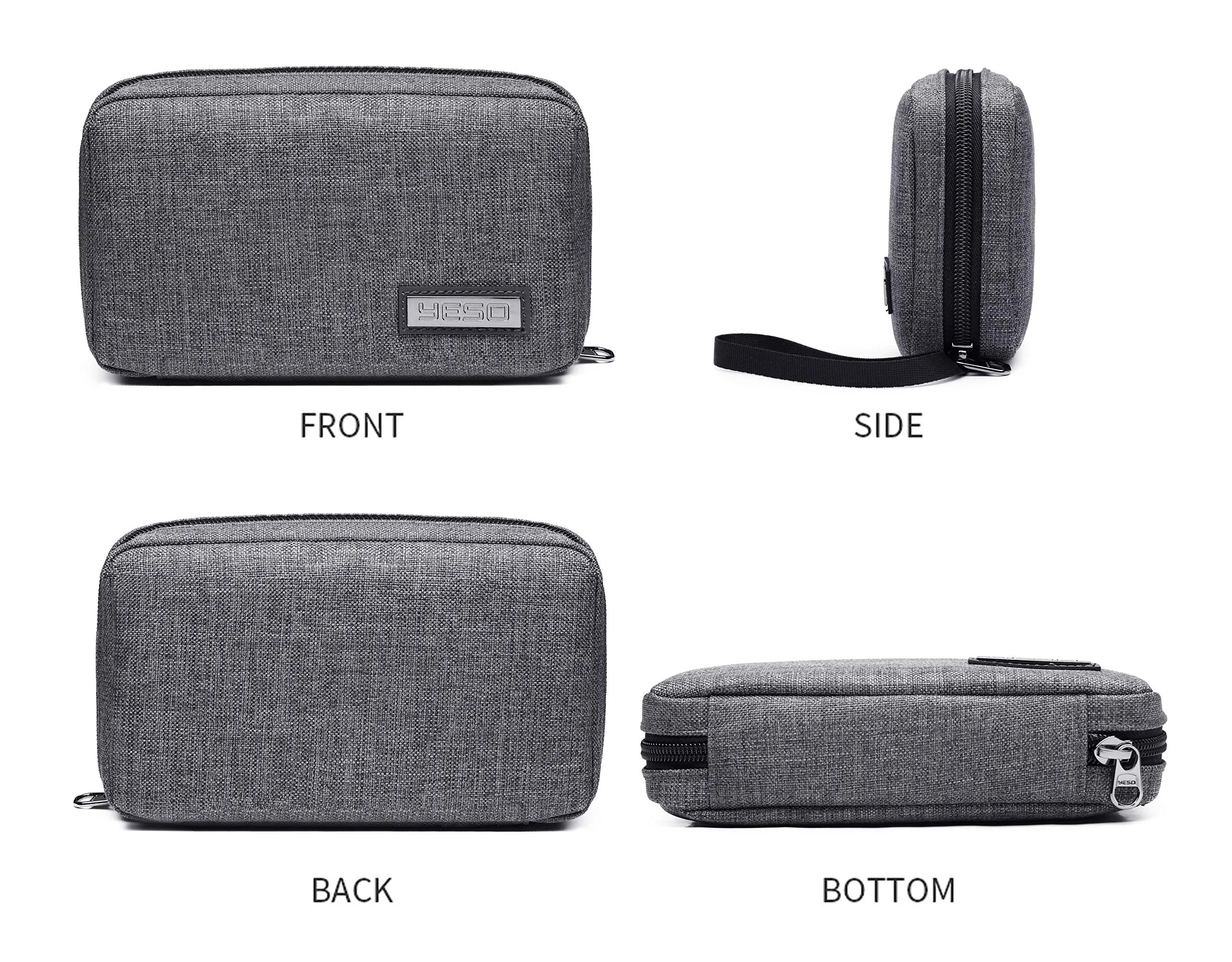 YESO Travel Cable Organizer Electronics Accessories Gadget Bag For USB, Phone, Charger and Cable (Dark Grey)