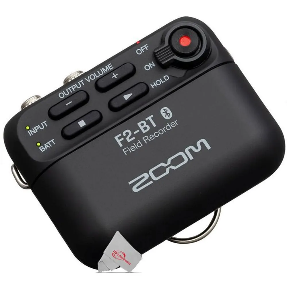 Zoom F2-BT Ultra Compact Bluetooth Enabled Portable Field Recorder with Lavalier Microphone   Extra Batteries   32GB MicroSD Card    Zoom ZDM-1 Podcast Mic Pack Accessory Bundle